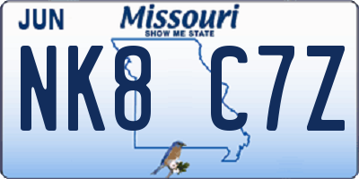 MO license plate NK8C7Z
