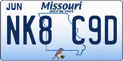 MO license plate NK8C9D