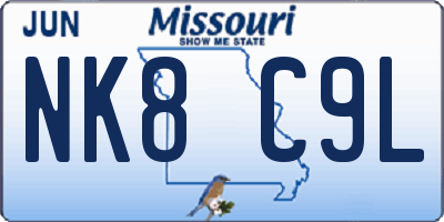 MO license plate NK8C9L