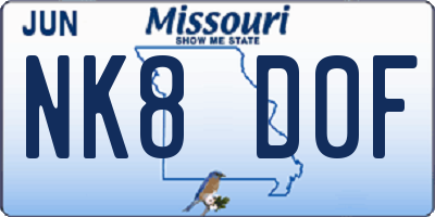 MO license plate NK8D0F