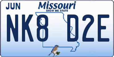 MO license plate NK8D2E