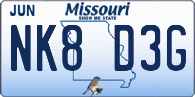 MO license plate NK8D3G