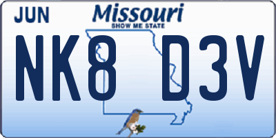 MO license plate NK8D3V