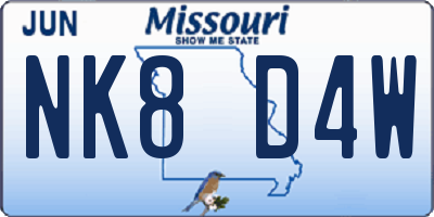 MO license plate NK8D4W