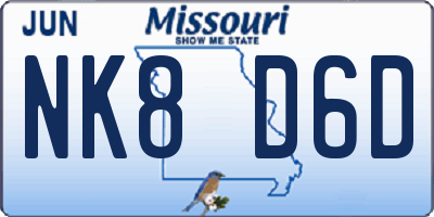 MO license plate NK8D6D