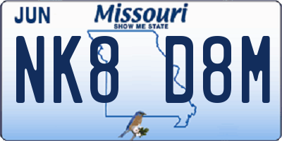 MO license plate NK8D8M