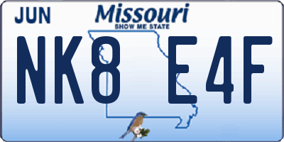 MO license plate NK8E4F