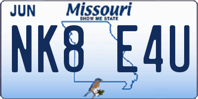 MO license plate NK8E4U