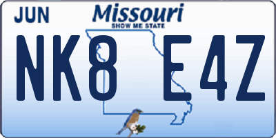 MO license plate NK8E4Z