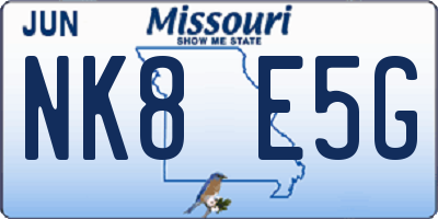 MO license plate NK8E5G