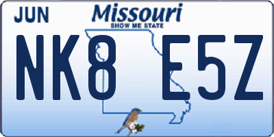 MO license plate NK8E5Z