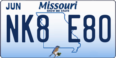 MO license plate NK8E8O