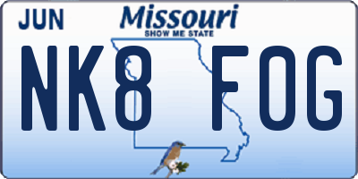MO license plate NK8F0G