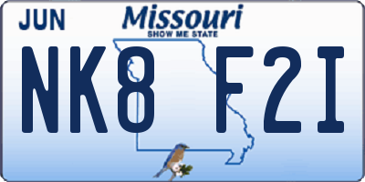 MO license plate NK8F2I