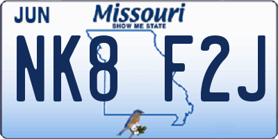 MO license plate NK8F2J