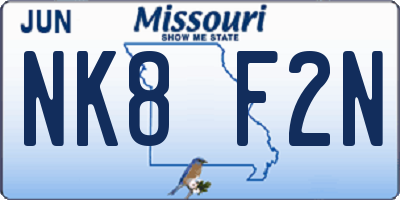 MO license plate NK8F2N