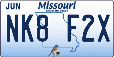 MO license plate NK8F2X