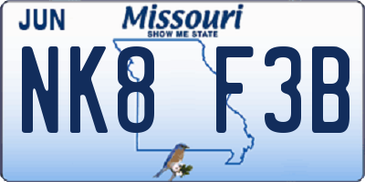 MO license plate NK8F3B