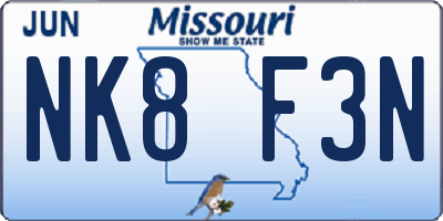 MO license plate NK8F3N