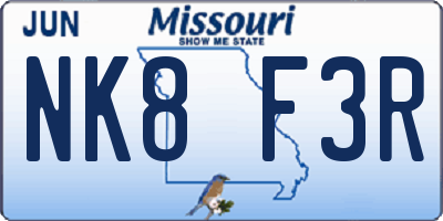 MO license plate NK8F3R