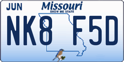 MO license plate NK8F5D