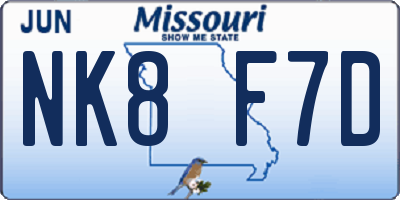 MO license plate NK8F7D