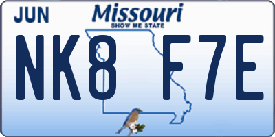 MO license plate NK8F7E
