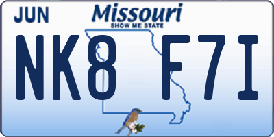MO license plate NK8F7I