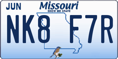 MO license plate NK8F7R