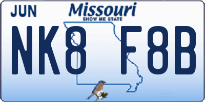 MO license plate NK8F8B