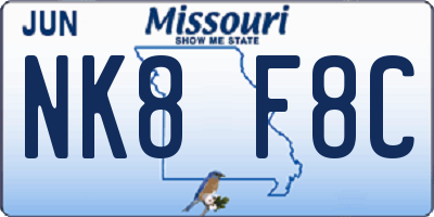 MO license plate NK8F8C
