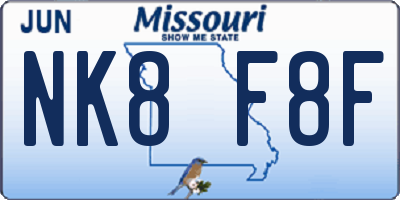 MO license plate NK8F8F