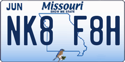 MO license plate NK8F8H