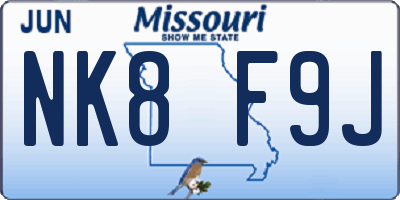 MO license plate NK8F9J