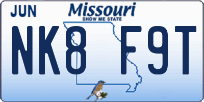 MO license plate NK8F9T