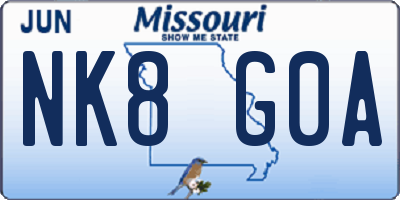 MO license plate NK8G0A