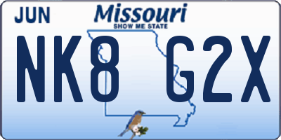 MO license plate NK8G2X
