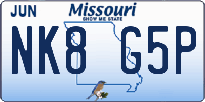 MO license plate NK8G5P