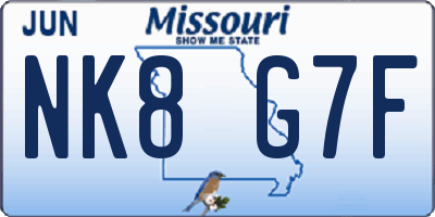 MO license plate NK8G7F