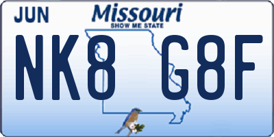 MO license plate NK8G8F