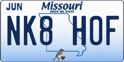 MO license plate NK8H0F