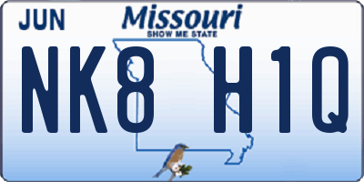 MO license plate NK8H1Q