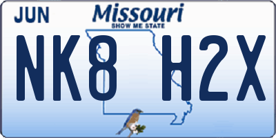MO license plate NK8H2X