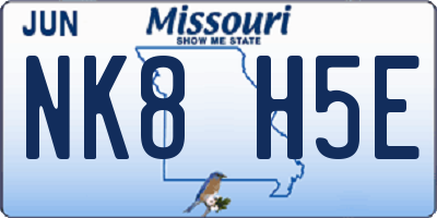 MO license plate NK8H5E