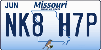 MO license plate NK8H7P