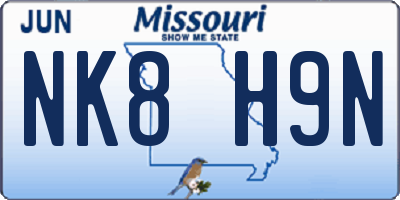 MO license plate NK8H9N