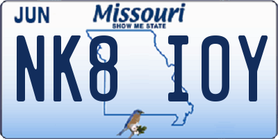 MO license plate NK8I0Y