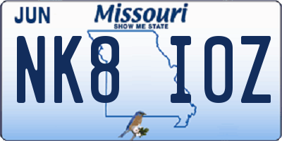MO license plate NK8I0Z