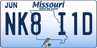 MO license plate NK8I1D