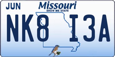 MO license plate NK8I3A